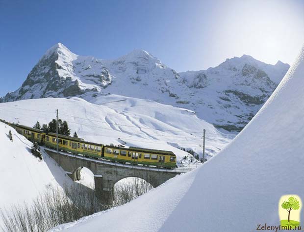 Самая живописная горная железная дорога Юнгфрау в Альпах, Швейцария - 11