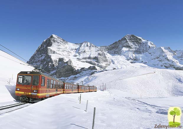 Самая живописная горная железная дорога Юнгфрау в Альпах, Швейцария - 12