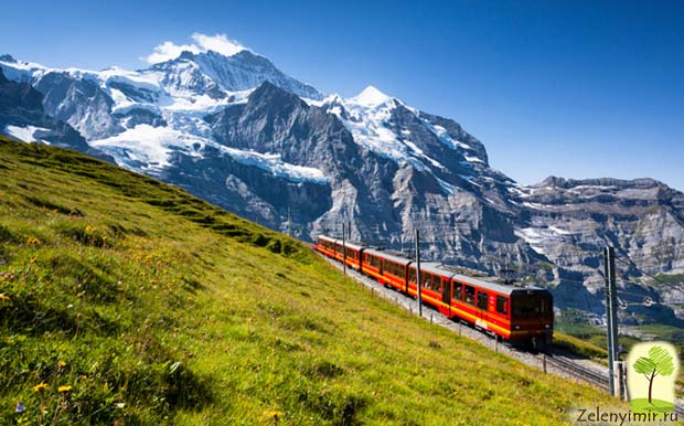 Самая живописная горная железная дорога Юнгфрау в Альпах, Швейцария - 13