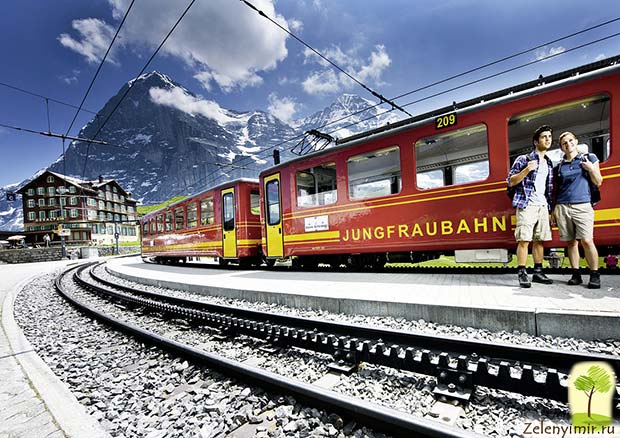 Самая живописная горная железная дорога Юнгфрау в Альпах, Швейцария - 7