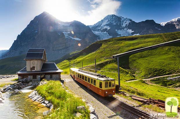Самая живописная горная железная дорога Юнгфрау в Альпах, Швейцария - 9