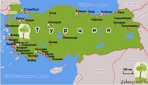 Памуккале на карте Турции на русском языке